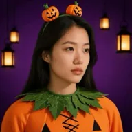 AI 필터 호박 가면 무도회 적용 사진