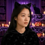 AI 필터 검은 고양이 도서관 적용 사진