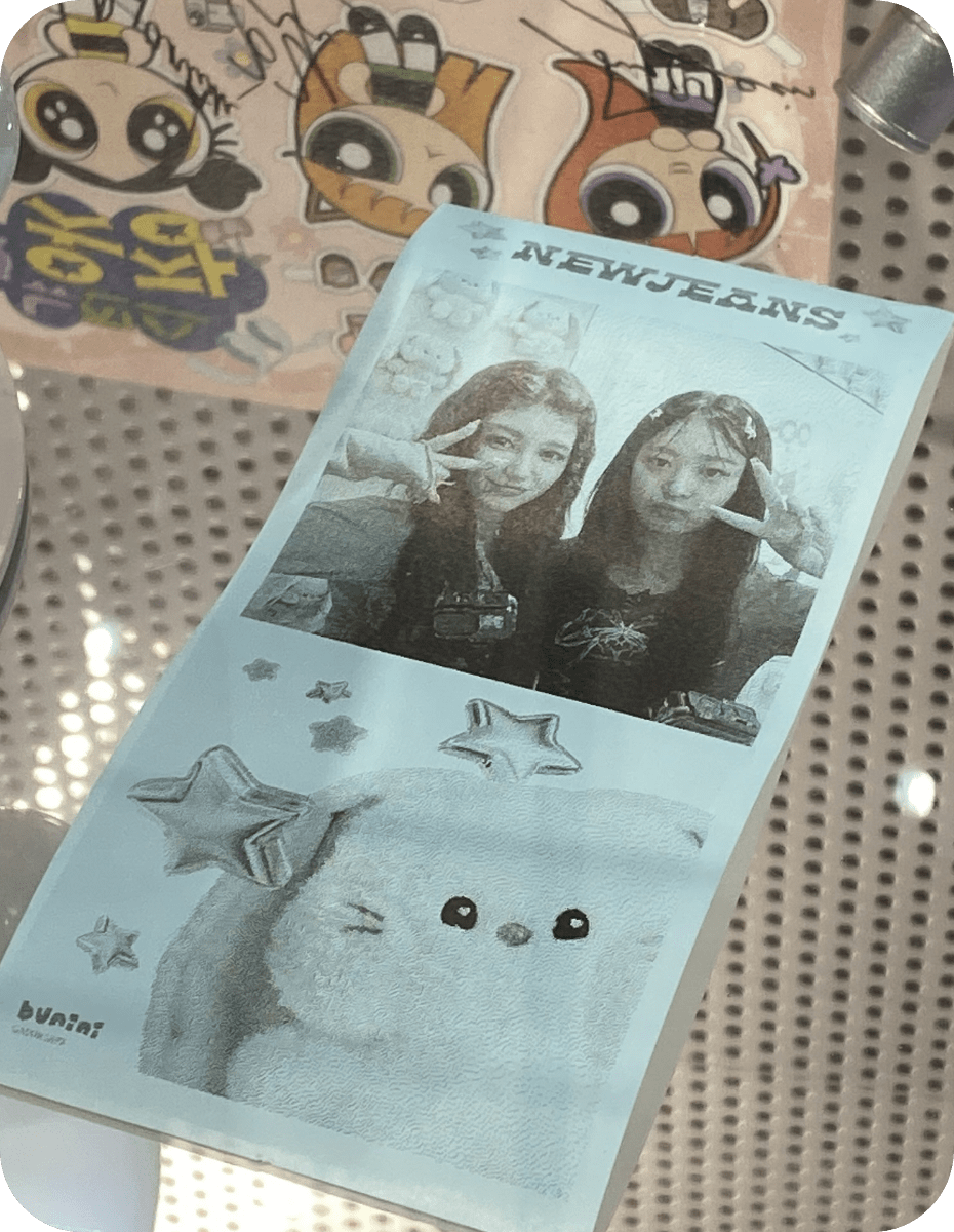 レシート写真機 photo receipt printed at the NewJeans character space